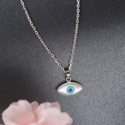 CLARA Evil Eye Marquise Rhodium Cubic Zirconia Sterling Silver Pendant