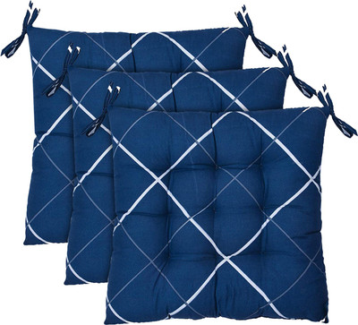 KUBER INDUSTRIES Microfibre Geometric Chair Pad Pack of 3(Blue)