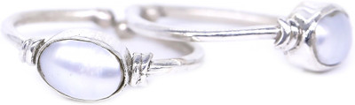 jsaj 2258 PEARL STONE TOERING Silver Pearl 999 Silver Plated Toe Ring
