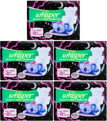 Whisper bindazzZ nights Koala Soft XXXL+ ( 4+4+4+4+4 pads ) Sanitary Pad Sanitary Pad  (Pack of 20)
