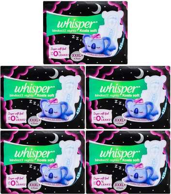 Whisper bindazzZ nights Koala Soft XXXL+ ( 4+4+4+4+4 pads ) Sanitary Pad Sanitary Pad (Pack of 20)