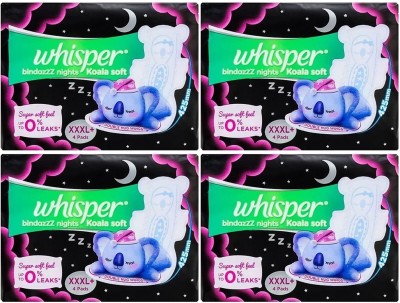 Whisper bindazzZ nights Koala Soft XXXL+ ( 4+4+4+4 pads ) Sanitary Pad Sanitary Pad  (Pack of 16)