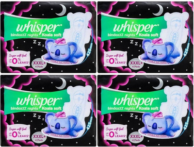 Whisper bindazzZ nights Koala Soft XXXL+ ( 4+4+4+4 pads ) Sanitary Pad Sanitary Pad (Pack of 16)