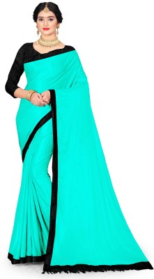 Shrithi Fashion Fab Solid/Plain Patola Lycra Blend Saree(Light Blue)