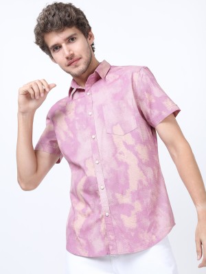 HIGHLANDER Men Printed Casual Pink Shirt