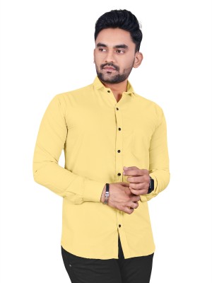 HINDUSTAN CHOISE Men Solid Casual Yellow Shirt