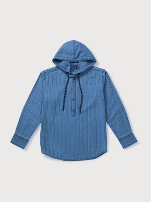 GINI & JONY Baby Boys Striped Casual Blue Shirt