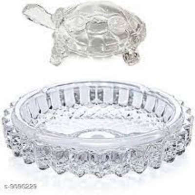 Stuti Crystal Tortoise Diamond Cut Plate Decorative Showpiece  -  15 cm(Glass, Clear)