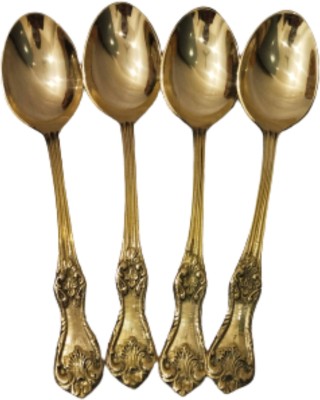 Brass Globe BRASS GLOBE BRASS SPOON SET | PITAL SPOON SET | CUTLERY Brass Table Spoon Set(Pack of 4)