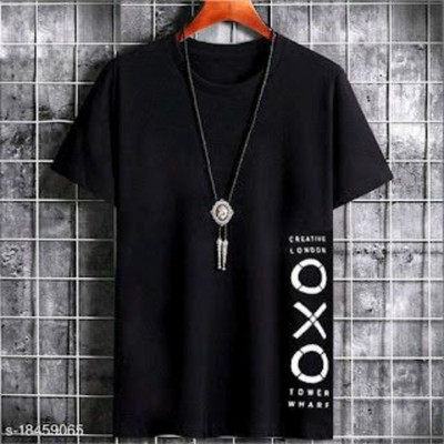 Graphic Print Men Black T-Shirt