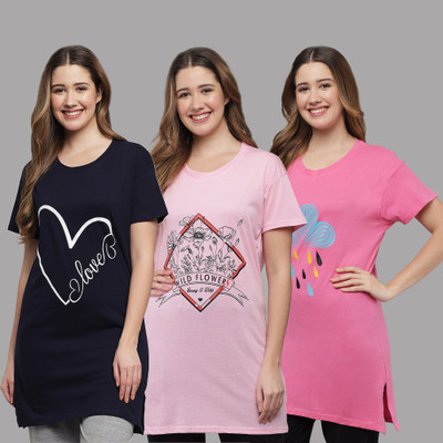 ZEPPI Solid Women Round Neck Multicolor T-Shirt