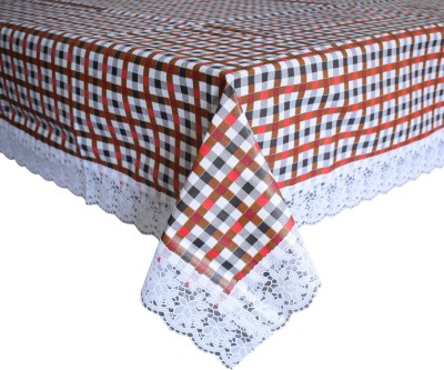 Heart Home Checkered 4 Seater Table Cover(Maroon, PVC)
