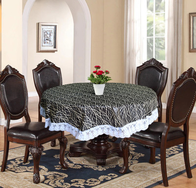 KUBER INDUSTRIES Printed 4 Seater Table Cover(Black, PVC)