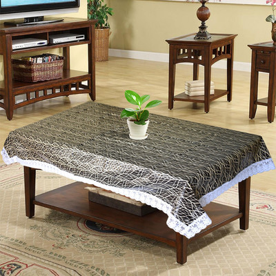 KUBER INDUSTRIES Printed 4 Seater Table Cover(Black, PVC)