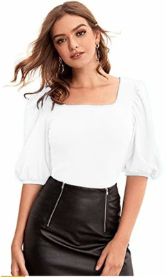 Maheshvi Casual Solid Women White Top