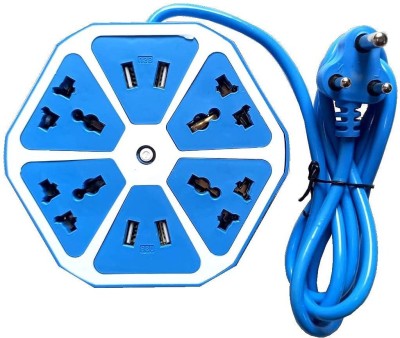 TECHGEAR Hexagon 4 Surge Power Socket Electrical Extension Cord with 4 USB Port Hexagon 4 Surge Power Socket Electrical Extension Cord with 4 USB Port USB Hub(Blue)