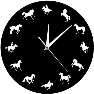 Qeznef Analog 30 cm X 30 cm Wall Clock(Black, Without Glass, Standard)