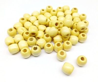 PRANSUNITA Large Hole Wooden Beads for Macrame – Beige Colour (18 mm)- Pack of 50 pcs