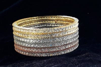 JDX Alloy Crystal Gold-plated Bangle Set(Pack of 4)