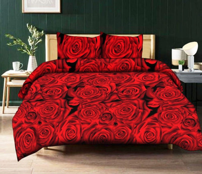 Shubh 144 TC Microfiber Double 3D Printed Flat Bedsheet(Pack of 1, Brown)