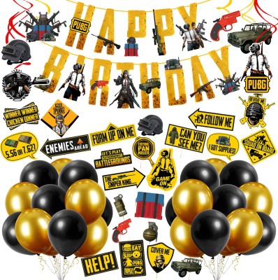 Prihit Pubg Theme Party Supplies for Boy Birthday Decorations Favors ( Pack of 55)(Set of 55)