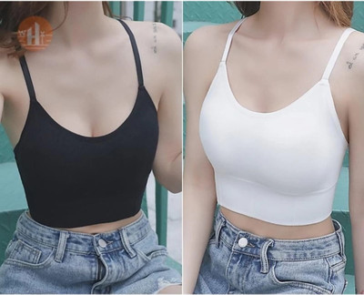 BRANKLY Women Cami Bra Lightly Padded Bra Women Cami Bra Lightly Padded Bra(Black, White)