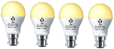 rino 4 W Basic Standard B22 LED Bulb(Yellow, Pack of 4)