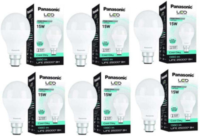 Panasonic 15 W Basic Round B22 LED Bulb(White, Pack of 6)
