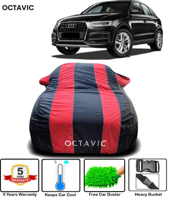 octavic Car Cover For Audi Q3 (With Mirror Pockets)(Black, Red)