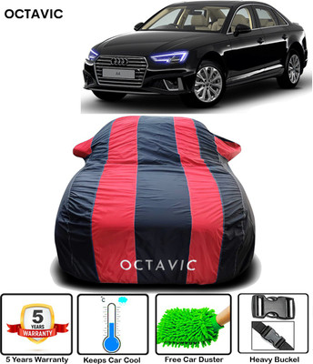 octavic Car Cover For Audi A4 (With Mirror Pockets)(Black, Red)