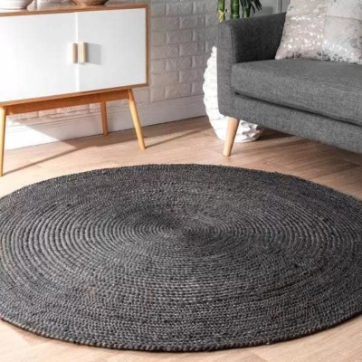 TheRugsDesign Black Jute Area Rug(3 ft,  X 3 ft, Circle)