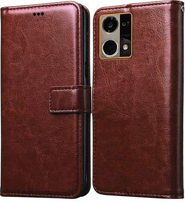 Casotec Flip Cover for Oppo F21 Pro 4G(Brown, Pack of: 1)