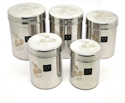 Nyra Steel Utility Container  - 8 L(Pack of 5, Silver)