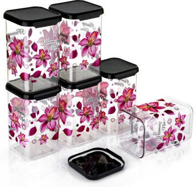 NEXIUM Plastic Grocery Container  - 1100 ml(Pack of 6, Pink, Black)