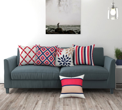 VICTORY WEAVES Jute Cushions Cover(40 cm*40 cm, Pack of 5, Multicolor)