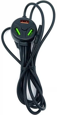 RHONNIUM Power Sharing Cable 1.2 m 6 in 1 Extended mobile data cable 3 Plug 3 Usb port 3.1A-G5(Compatible with All Smartphones, Tablets, MP3 player, Black, One Cable)