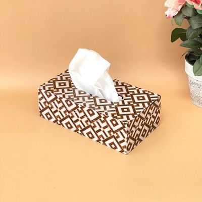 casagold 1 Compartments MDF & Resin, Grey & Gold Tissue Paper Holder Box Premium Paper Napkin handcrafted design(Brown)