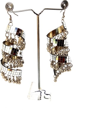 tanish trends Trendy Mirror Work Latest Design Earrings for Girls and Women Glass, German Silver Drops & Danglers