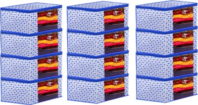 AARON INC Garment Cover Dot Printed Foldable, Non-Woven Saree Cover/Organizer With Transparent Window BB_12(Blue)