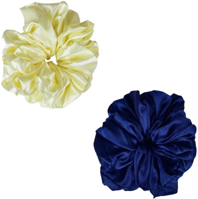 RHYNISH Satin Silk Hijab/Volumizer Hair Scrunchies Rubber Band(Blue, Yellow)