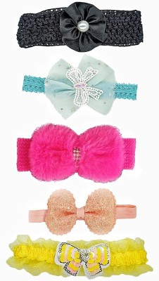 AmazingKarts Fancy bow band multi-color baby girls kids elastic hair accessories.(Set-5pcs) Hair Band(Multicolor)