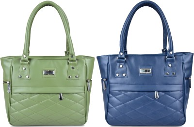 Flamebird Women Green, Blue Hand-held Bag(Pack of: 2)