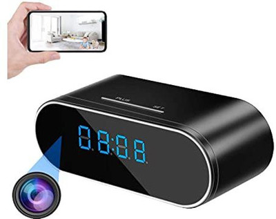 Pelupa Wireless WiFi Camera Digital Table Clock with HD 1080P Motion Detection Live Security Camera(1 Channel)