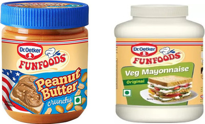 FUNFOODS by Dr. Oetker PEANUT BUTTER CRUNCHY+ VEG.MAYO ORIGINAL(800 g, Pack of 2)