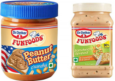 FUNFOODS by Dr. Oetker PEANUT BUTTER CRUNCHY + VEG.MAYO CUCUMBER& CARROT(0.4 g, Pack of 2)