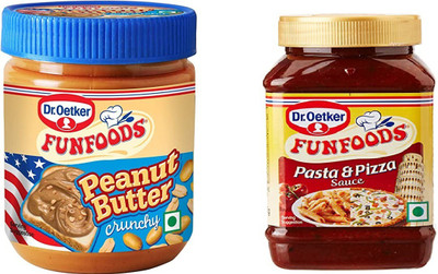 FUNFOODS by Dr. Oetker PEANUT BUTTER CRUNCHY + PIZZA & PASTA SAUCE(400 g, Pack of 2)