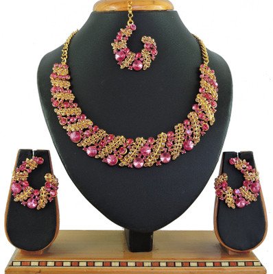 VATSALYA creation Alloy Gold-plated Pink Jewellery Set(Pack of 1)