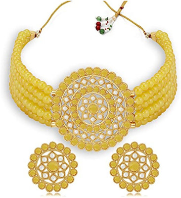 Arti creations Alloy Gold-plated Yellow, White Jewellery Set(Pack of 1)