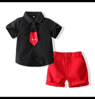 ARY Baby Boys & Baby Girls Party(Festive) Shirt Shorts(black)