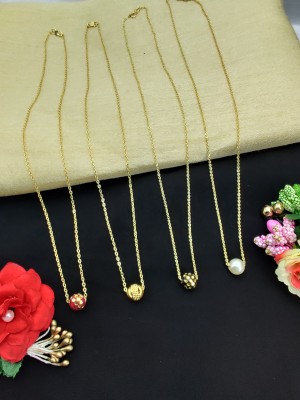 DHARM JEWELS Gold Plated Red Black White Golden Ball With Golden Chain Diamond Gold-plated Plated Alloy Chain